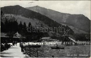 1942 Zell am See, Strandbad / beach, bathers, boats, water slide