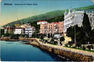 1914 Abbazia, Opatija; Südstrand mit Palace Hotel / beach, hotel (Rb)