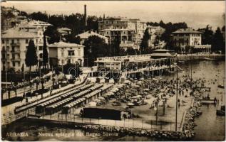 1929 Abbazia, Opatija; Nuova spiaggia del Bagno Savoia / beach, bathers (EM)