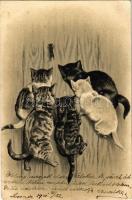1901 Cats and mouse. Emb. litho (EK)