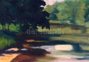 Jaksa István (1894-1982): Vas megyei táj, 1943 (Rába Zsennyénél?). Olaj, falemez, jelzett és datátl,...