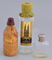 3 db régi parfümös üveg, m: 20 cm és 9 cm közötti méretben