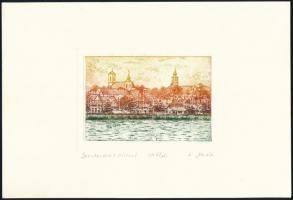 S. Horváth Ildikó (1969-): Szentendre. Színes rézkarc, papír. Jelzett, művészpéldány EA II/XXV. 8x11...