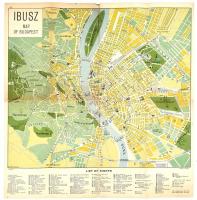 cc 1936. Ibusz map of Budapest. Dr. Gerő László rajzolta. Bp, Athenaeum. Szakadt állapotban. 45 x 42 cm.