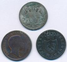 Német Államok / Baden 1841. 6kr Ag + 1856. 1kr Cu + Nassau 1855. 1kr Cu T:2-,3 
German States / Bad...