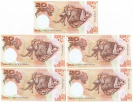 Pápua Új-Guinea 2008. 20K "Pápua Új-Guinea bankja 35 éves" (5x, sorszámkövetők) T:I- papír...