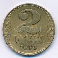 Jugoszlávia 1938. 2D Al-Br nagy korona T:1- Yugoslavia 1938. 2 Dinara Al-Br large crown C:AU Krause KM#21