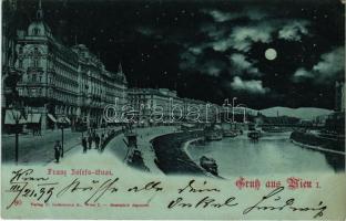1899 (Vorläufer) Wien, Vienna, Bécs XIII. Franz Josefs Quai / quay at night
