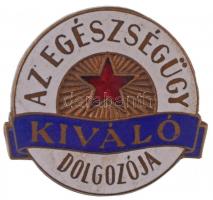 1957.  "Az Egészségügy Kiváló Dolgozója" zománcozott fém jelvény eredeti dísztokban, viselésre jogosító igazolvánnyal (30x32mm) T:2
