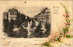 1898 (Vorläufer) Köln, Cologne; Barbarossaplatz / square. Floral, litho (fl)