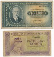 Csehszlovákia 1945. 50K + 100K T:III,III- Czechoslovakia 1945. 50 Korun + 100 Korun C:F,VG