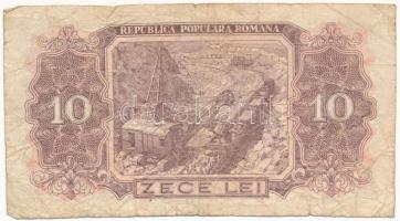 Románia 1952. 10L kék sor- és sorozatszámmal T:III- Romania 1952. 10 Lei with blue serial C:VG 
Kra...