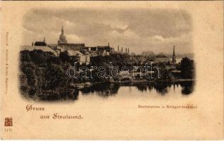 Stralsund, Bootstation u. Kriegerdenkmal / boat station, war monument. Reinicke & Rubin (EB)