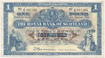 Skócia / The Royal Bank of Scotland 1944. 1Ł Szign.: Thomas Brown T:III Scotland / The Royal Bank of Scotland 1944. 1 Pound Sign.: Thomas Brown C:F Krause 322.b