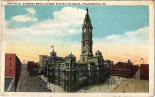 1923 Philadelphia (Pennsylvania), City Hall, showing Broad Sreet Station on right (fl)