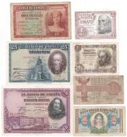 Spanyolország 1928-1953. 1P-50P 7db-os vegyes bankjegy tétel T:III,III- Spain 1928-1953. 1 Peseta - 50 Pesetas 7pcs of banknotes C:F,VG