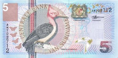 Suriname 1988. 25G + 2000. 5G, 10G T:I (2x), II+ Csak egyszer hajtva, törve nem! (1x)