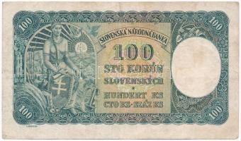 Szlovákia 1940. 100K T:III Slovakia 1940. 100 Korun C:F