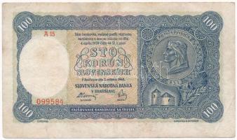 Szlovákia 1940. 100K T:III
Slovakia 1940. 100 Korun C:F