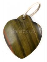 Szív alakú tigrisszem medál, 3x2 cm