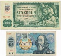 Szlovákia 1993. (1961) 100K + (1988) 20K mindkettő szlovák bélyeggel T:III Slovakia 1993. (1961) 100 Korun + (1988) 20 Korun both with Slovakian stamp C:F