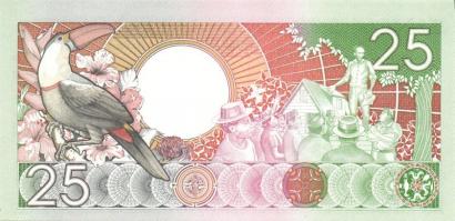 Suriname 1988. 25G + 2000. 5G, 10G T:I (2x), II+ Csak egyszer hajtva, törve nem! (1x)