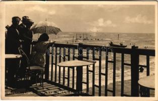 1936 Venezia, Venice; Lido, Il Mare dalla Terrazza / beach, bathers, terrace. photo (tiny tear)