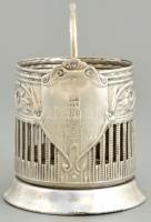 Ezüstözött réz-nikkel szamovár pohártartó, m: 11 cm