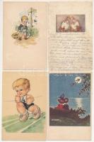 13 db RÉGI motívum képeslap: gyerek, művész / 13 pre-1945 motive postcards: children, art