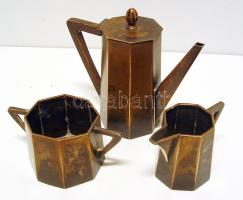 cca 1920 Art deco réz teáskészlet