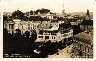1929 Graz, Opernhaus, Herz Jesu- und Heilandskirche / opera house, church, restaurant (tiny pinhole)