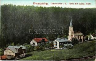 Janské Lázne, Johannisbad (Krkonose, Riesengebirge); Partie mit Evang. Kirche / spa, general view, Lutheran church