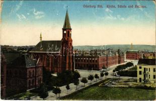 1915 Bohumín, Oderberg; Kirche, Schule und Rathaus / church, school, town hall (EB)