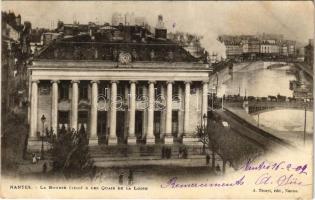 1902 Nantes, La Bourse & Les Quais de la Loire / stock exchange, bridge, quay (EK)
