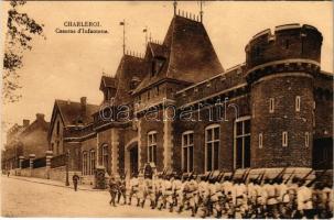 Charleroi, Caserne dInfanterie / Belgian military barracks, soldiers marching