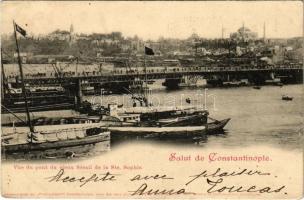 1901 Constantinople, Instanbul; Vue du pont du vieux Sérail de la Ste. Sophie / Hagia Sophia, bridge, steamships (EB)