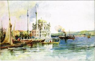Constantinople, Instanbul; Ortakeuy / Ortaköy Mosque. artist signed