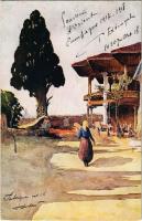 1918 Thessaloniki, Saloniki, Salonica, Salonique; Tekké des Derviches tourneurs / Dervischers Tekké / street view. artist signed (EK)