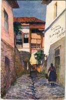 1918 Thessaloniki, Saloniki, Salonica, Salonique; LImpasse au Puits / The Alley of the Well. artist signed (small tear)