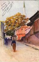 1918 Thessaloniki, Saloniki, Salonica, Salonique; Rue Alexandre-le-Grand / Alexander the Great Street. artist signed (EB)