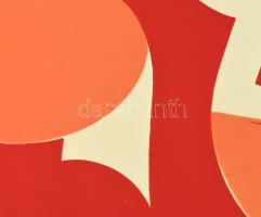 Baska József (1935-): Formák, 1973. Szitanyomat, papír, jelzett, próbanyomat, autográf ajándékozási ...