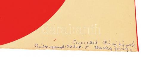 Baska József (1935-): Formák, 1973. Szitanyomat, papír, jelzett, próbanyomat, autográf ajándékozási ...