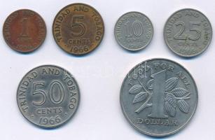 Trinidad és Tobago 1966. 1c-50c (5xklf) sor + 1979. 1$ Cu-Ni FAO T:2,2- Trinidad and Tobago 1966. 1 Cent - 50 Cents (5xdiff) set + 1979. 1 Dollar Cu-Ni FAO C:XF,VF