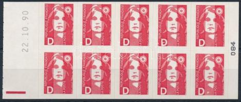 Forgalmi bélyeg: Marianne bélyegfüzet lap, Definitive stamp: Marianne stamp-booklet sheet