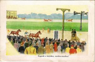 Fogatok a helyükre, starthoz-starthoz! / Hungarian horse race advertisement (EK)