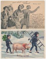 9 db RÉGI motívum képeslap vegyes minőségben: művész, üdvözlő / 9 pre-1945 motive postcards in mixed quality: art, greetings