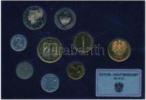 Ausztria 1981. 2gr-20Sch (8xklf) forgalmi sor + Bécsi Verde zseton, eredeti tokban T:PP Austria 1981. 2 Groschen - 20 Schilling (8xdiff) coin set + Vienna Mint token, in original case C:PP