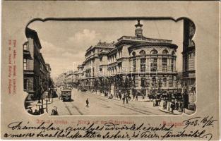 1903 Budapest VIII. Üllői úti klinikák a Mária utca sarkán, villamos. Divald Károly 110. sz.