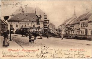 1901 Budapest I. Dísz tér, Honvéd szobor, Casino kávéház, talicska (EK)
