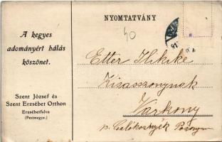 1917 Budapest XX. Pestszenterzsébet, Pesterzsébet, Erzsébetfalva; "Isten fizesse meg! A kegyes ...